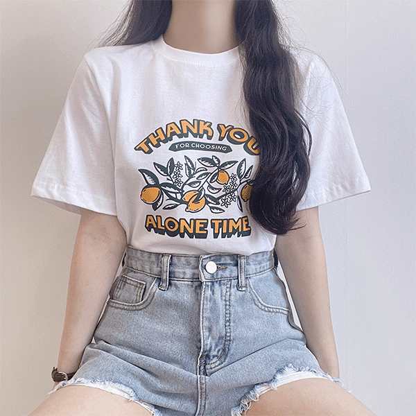 [베이직] 레몬 라운드 반소매 티셔츠