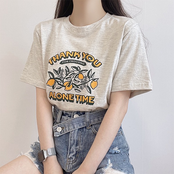 [베이직] 레몬 라운드 반소매 티셔츠