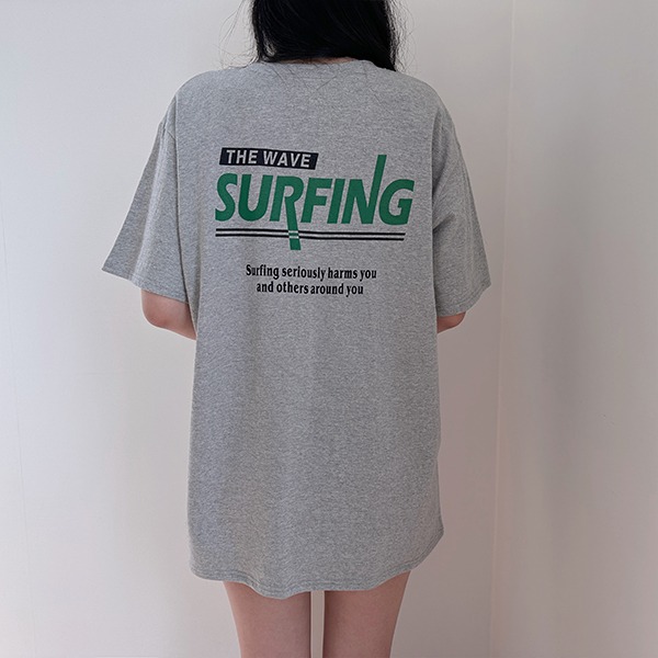 서핑 레터링 오버핏 반소매 티셔츠